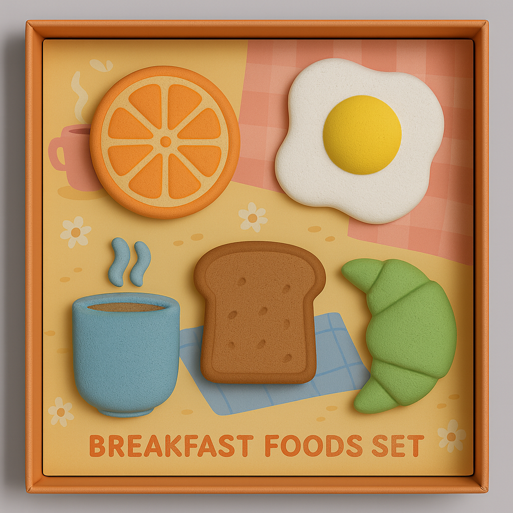 Breakfast Foods Crayon Set for Kids – Washable, Non-Toxic Chunky Crayons in Fun Breakfast Shapes, Creative & Educational Coloring Gift