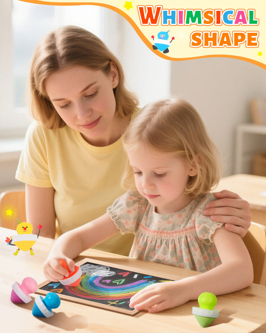 Dustless Mushroom Sidewalk Chalk for Kids Non-Toxic Washable Outdoor Art & Blackboard Drawing Chalk with Holder | Mess-Free Fun Play for Classroom & Home