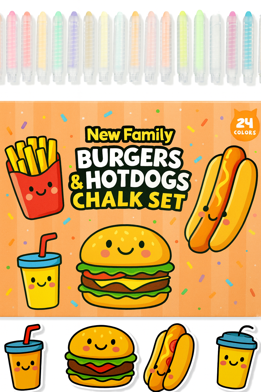 Burgers & Hotdogs Chalk Set – Grill Up Some Creativity!