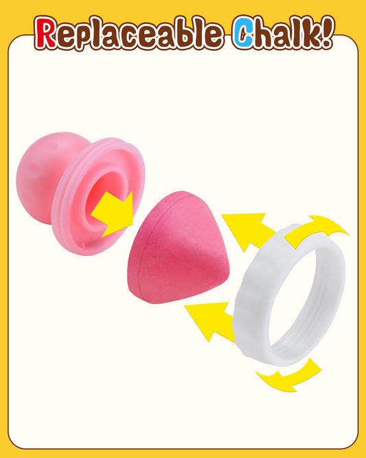 NewFamily Mushroom Dustless Chalk for Kids, Easy Grip Chalk,Non-Toxic Washable Toddlers Chalks Drawing Writing- Refills Available