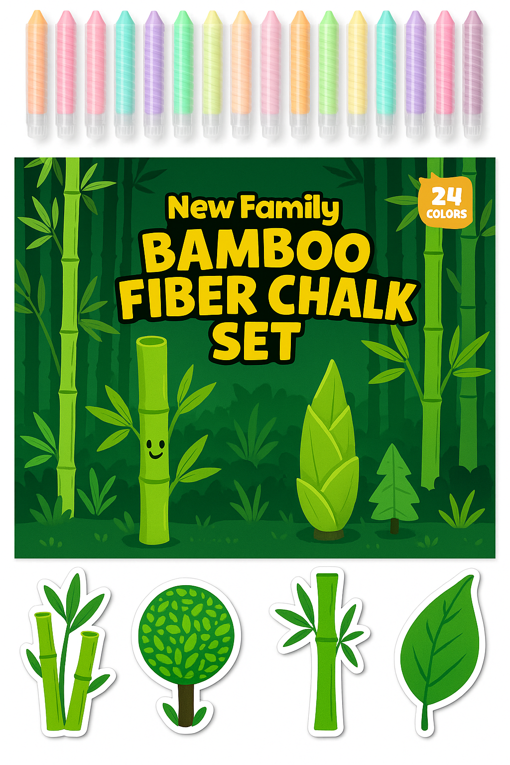 Bamboo Fiber Eco Chalk Set – Sustainable Creativity for Kids