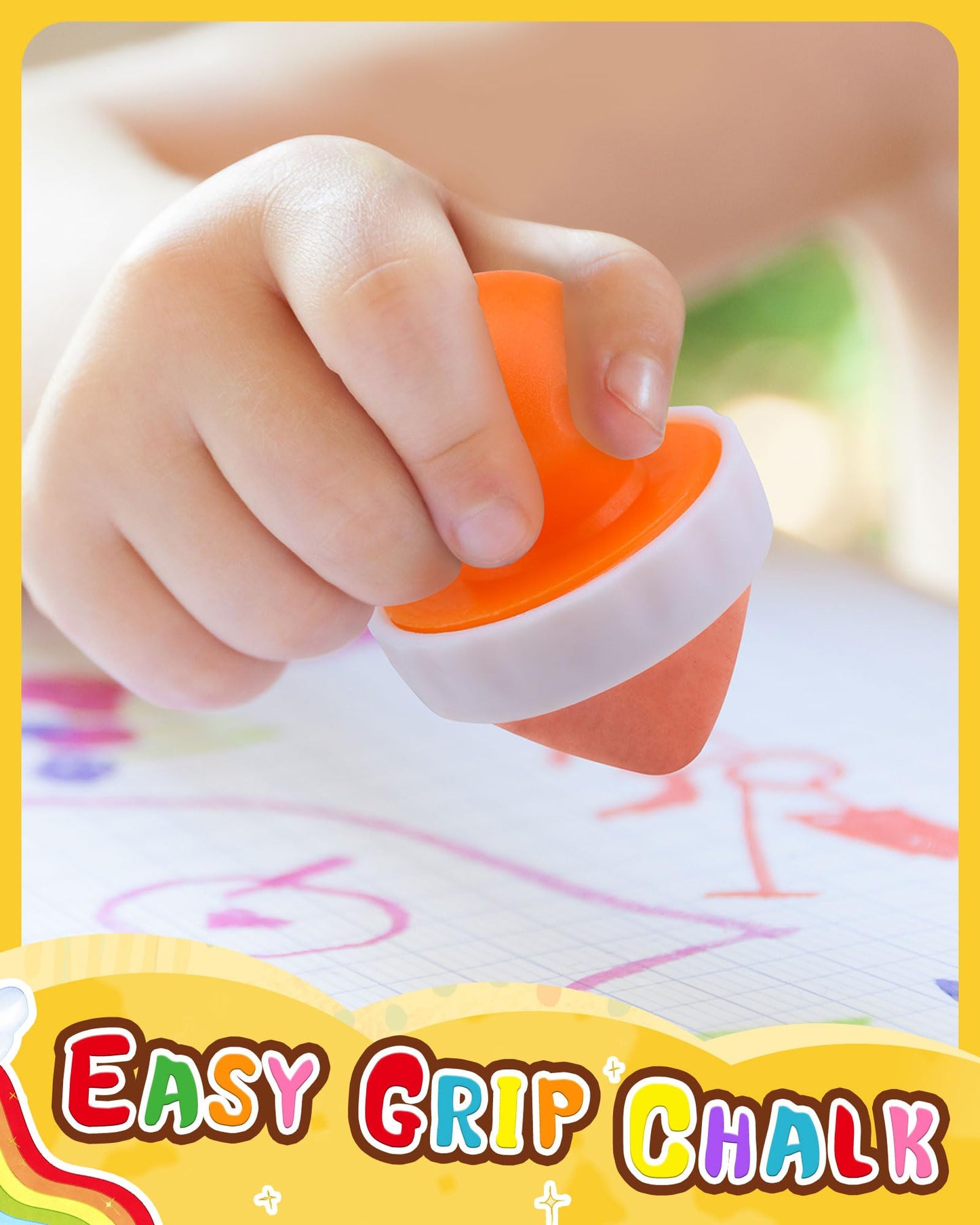 NewFamily Mushroom Dustless Chalk for Kids, Easy Grip Chalk,Non-Toxic Washable Toddlers Chalks Drawing Writing- Refills Available
