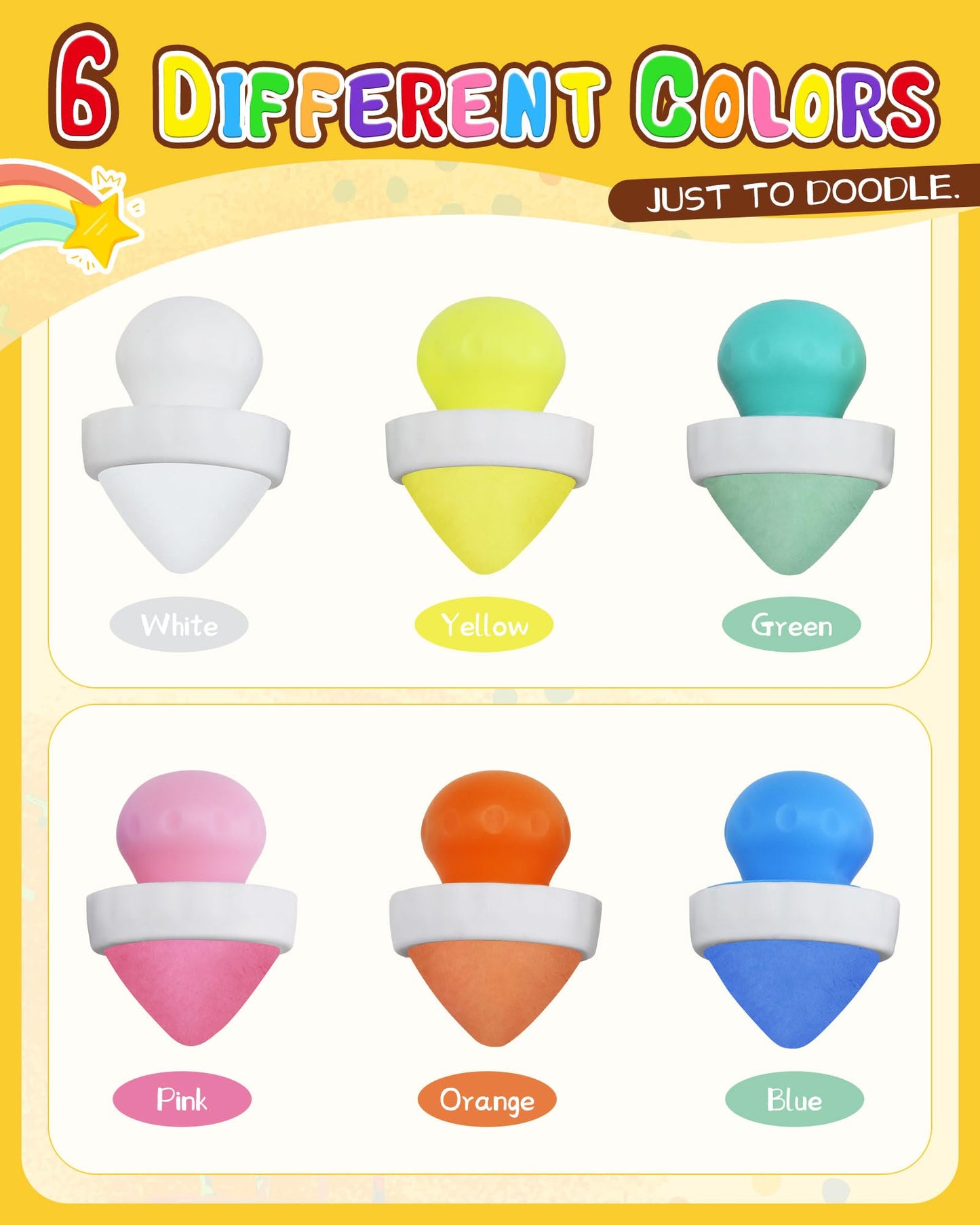 NewFamily Mushroom Dustless Chalk for Kids, Easy Grip Chalk,Non-Toxic Washable Toddlers Chalks Drawing Writing- Refills Available