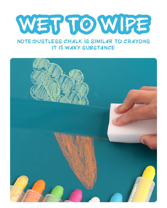 NewFamily Try-It Chalk Set – 6 Dustless Washable Chalks with Holder for Kids, Safe for Sidewalk, Blackboard, Art Play