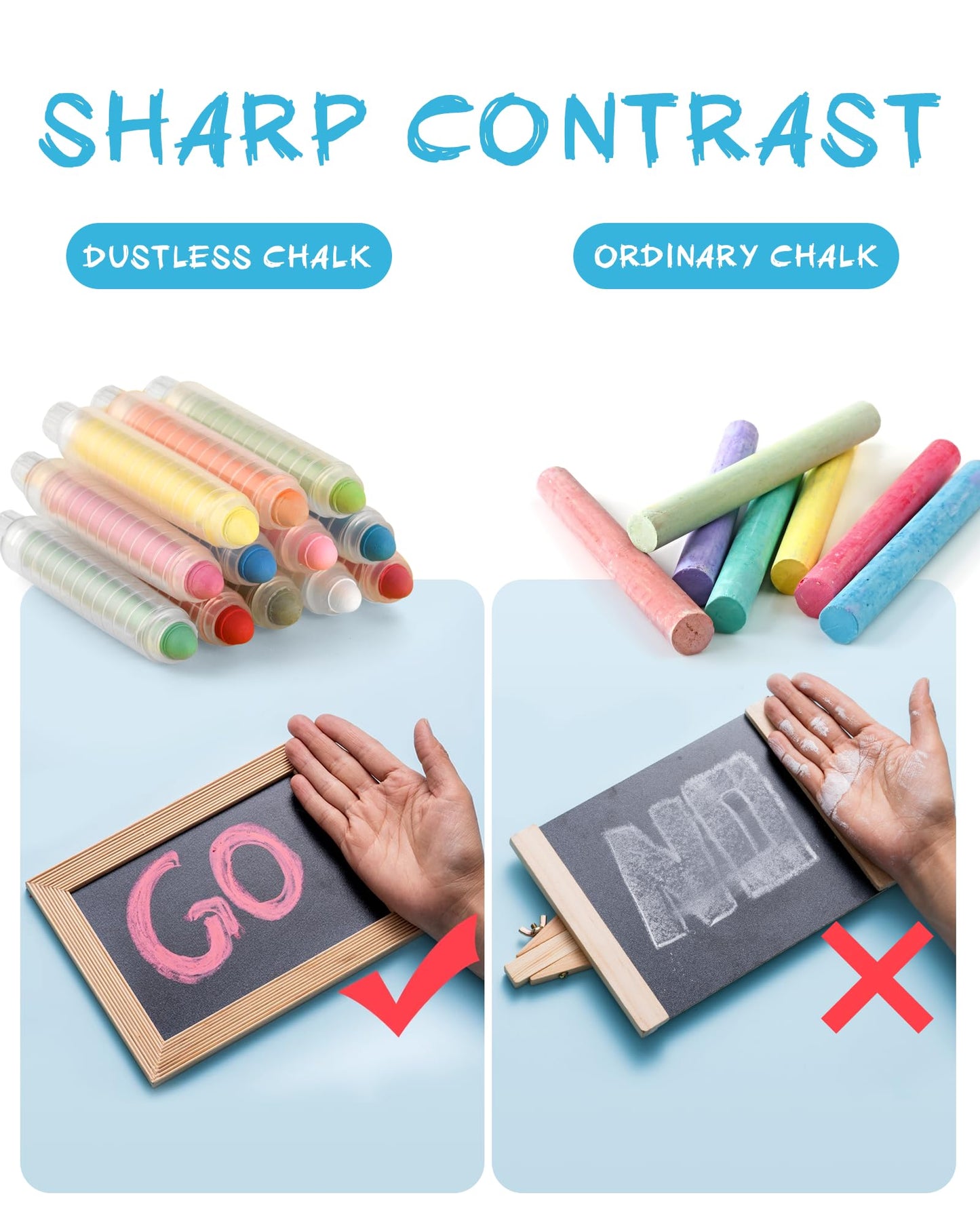 NewFamily Try-It Chalk Set – 6 Dustless Washable Chalks with Holder for Kids, Safe for Sidewalk, Blackboard, Art Play