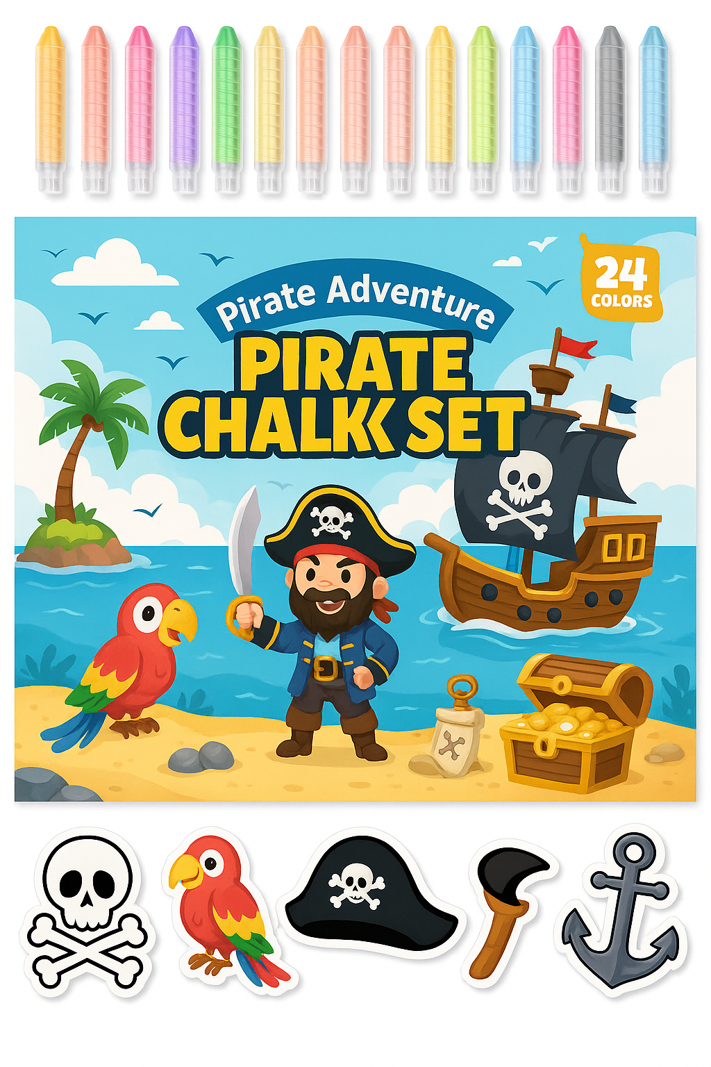 Pirate Adventure Chalk Set – Set Sail for Creative Fun!