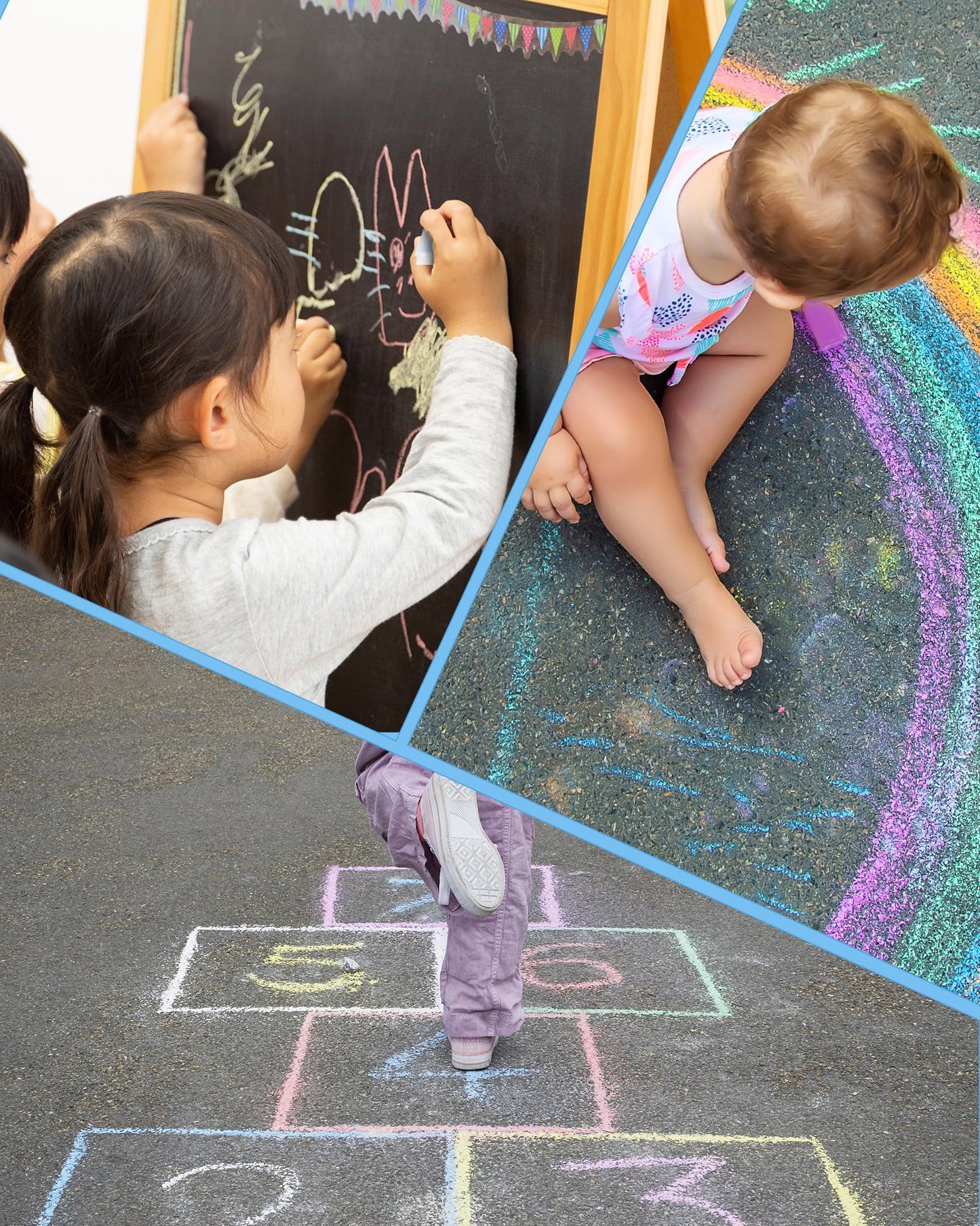 Dustless Chalk for Kids, Colored Sidewalk Chalk With Holder,Non-Toxic Washable Toddlers Chalks Drawing Writing for Outdoor Art Play,Blackboard(12 Pcs)