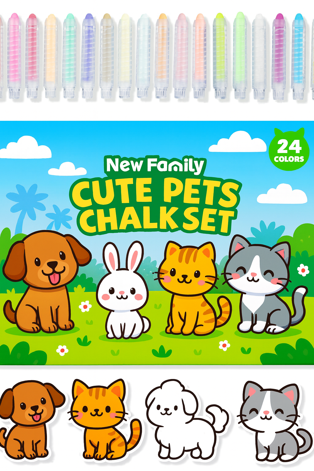 Cute Pets Set - Adorable Chalk Companions
