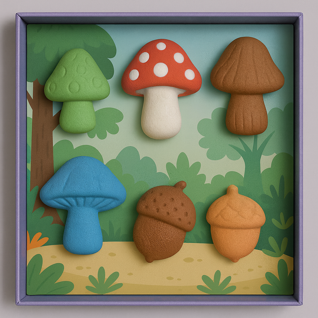 Mushrooms & Forest Crayon Set for Kids – Washable, Non-Toxic Chunky Crayons in Fun Mushroom & Forest Shapes, Creative & Educational Coloring Gift
