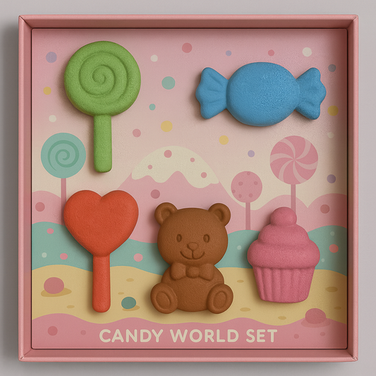 Candy World Crayon Set for Kids – Washable, Non-Toxic Chunky Crayons in Fun Candy & Sweet Shapes, Creative & Educational Coloring Gift
