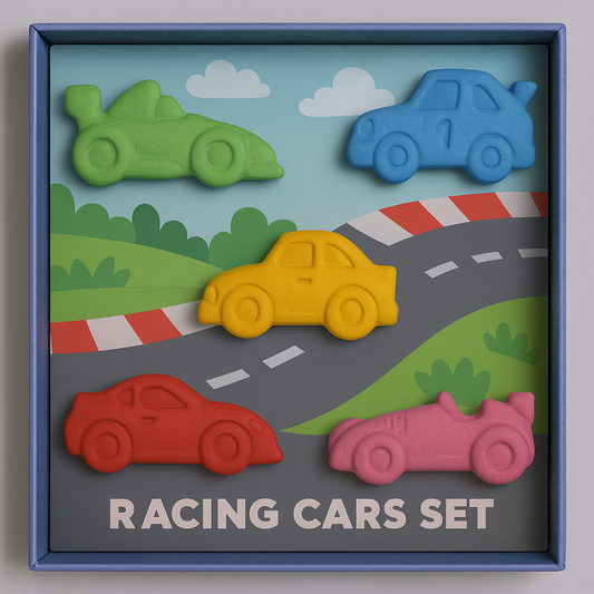 Racing Cars Crayon Set for Kids – Washable, Non-Toxic Chunky Crayons with Fun Race Car Shapes, Creative & Educational Coloring Gift