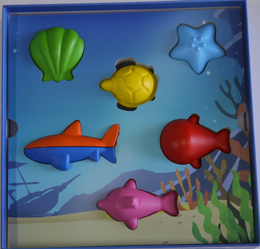 Sea Animals Crayon Set for Kids – Washable, Non-Toxic Chunky Crayons for Toddlers & Children, Fun Ocean Creatures Shape Coloring Gift