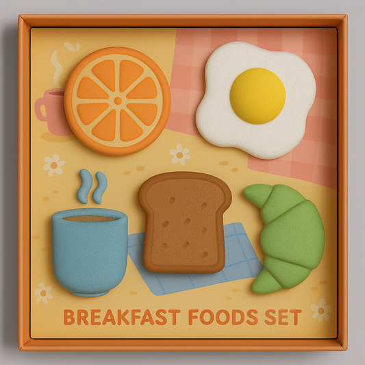 Breakfast Foods Crayon Set for Kids – Washable, Non-Toxic Chunky Crayons in Fun Breakfast Shapes, Creative & Educational Coloring Gift