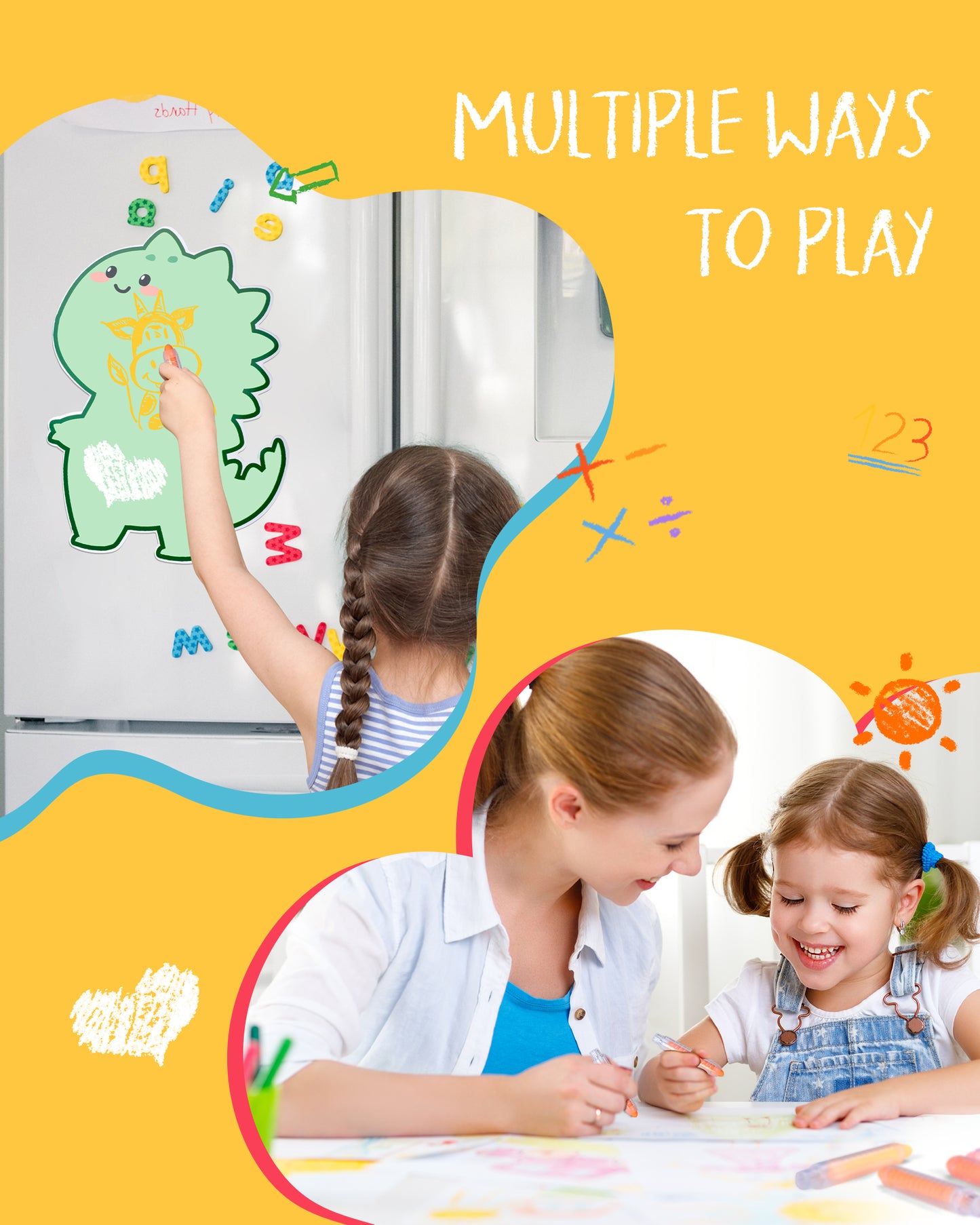 Kids Art Chalk Set - 24 Color Dustless Chalk with Cute Magnetic Drawing Board, Creative Gift for Boys and Girls