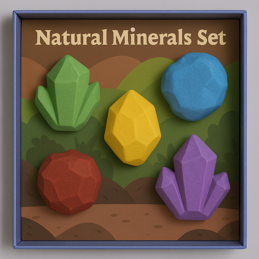 Natural Minerals Crayon Set for Kids – Washable, Non-Toxic Chunky Crayons in Fun Mineral & Rock Shapes, Creative & Educational Coloring Gift