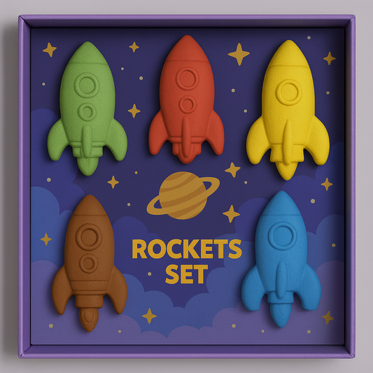 Rockets & Spaceships Crayon Set for Kids – Washable, Non-Toxic Chunky Crayons with Fun Spacecraft Shapes, Creative & Educational Coloring Gift