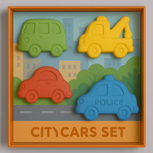 City Cars Crayon Set for Kids – Washable, Non-Toxic Chunky Crayons with Fun Vehicle Shapes, Creative & Educational Coloring Gift