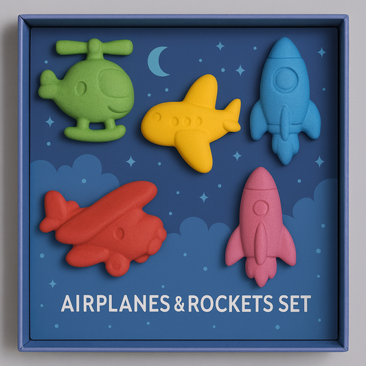 Airplanes & Rockets Crayon Set for Kids – Washable, Non-Toxic Chunky Crayons with Fun Aviation & Space Shapes, Creative & Educational Coloring Gift
