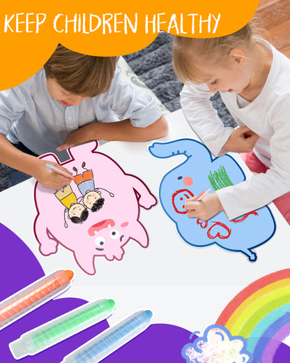 Kids Art Chalk Set - 24 Color Dustless Chalk with Cute Magnetic Drawing Board, Creative Gift for Boys and Girls