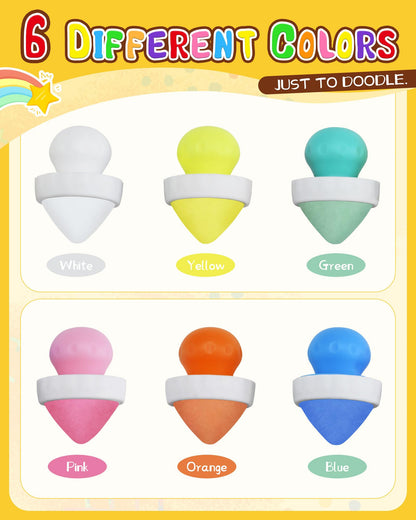 NewFamily Mushroom Dustless Chalk for Kids, Easy Grip Chalk,Non-Toxic Washable Toddlers Chalks Drawing Writing- Refills Available