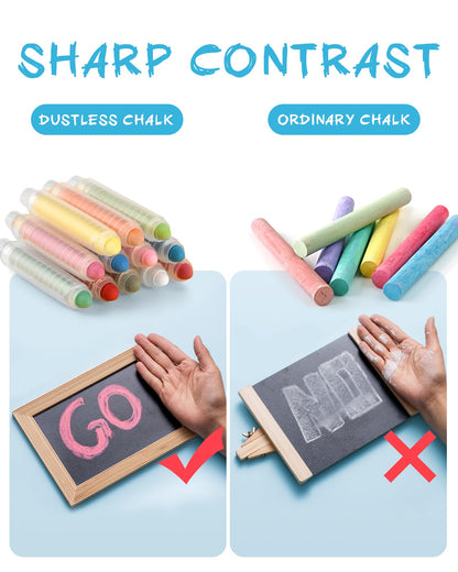NewFamily Try-It Chalk Set – 6 Dustless Washable Chalks with Holder for Kids, Safe for Sidewalk, Blackboard, Art Play