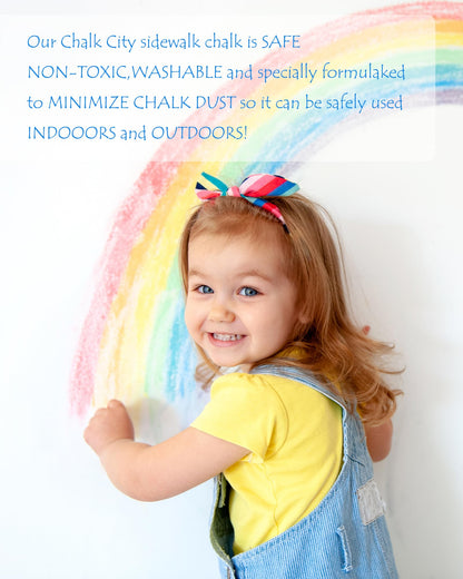 NewFamily Try-It Chalk Set – 6 Dustless Washable Chalks with Holder for Kids, Safe for Sidewalk, Blackboard, Art Play