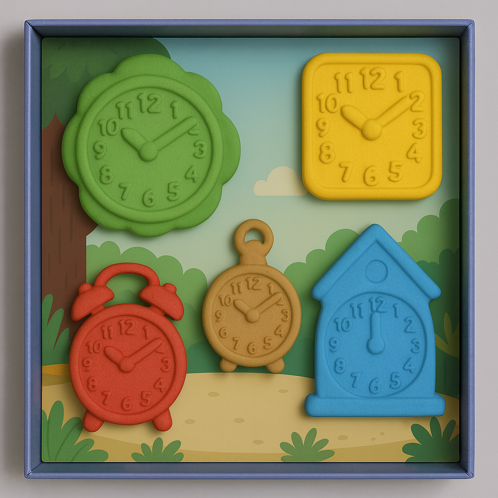 Clock & Time Learning Crayon Set for Kids – Washable, Non-Toxic Chunky Crayons in Fun Clock Shapes, Educational & Creative Coloring Gift