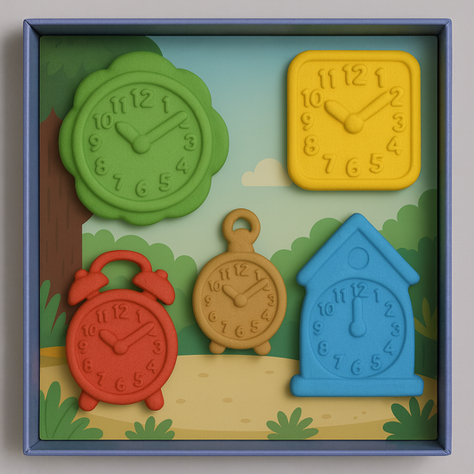 Clock & Time Learning Crayon Set for Kids – Washable, Non-Toxic Chunky Crayons in Fun Clock Shapes, Educational & Creative Coloring Gift