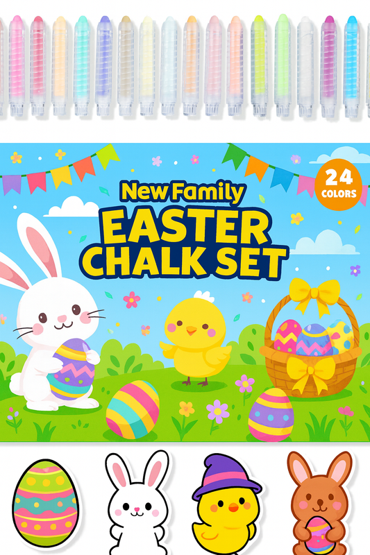Easter Egg Chalk Set - 8 Colorful Chalks with Easter Designs