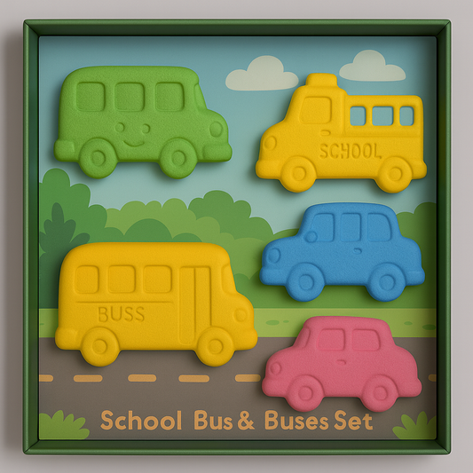 School Buses & City Buses Crayon Set for Kids – Washable, Non-Toxic Chunky Crayons with Fun Bus Shapes, Creative & Educational Coloring Gift