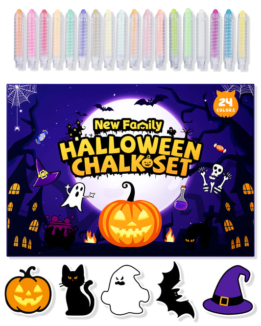 Halloween Shapes Chalk Set - 10 Colorful Chalks with Spooky Designs
