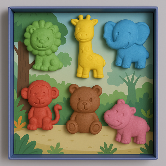 Jungle Animals Crayon Set for Kids – Washable, Non-Toxic Chunky Crayons with Fun Animal Shapes, Creative Coloring Gift for Toddlers & Children