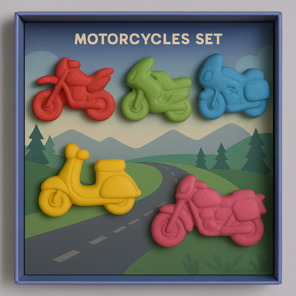 Motorcycle Adventure Crayon Set for Kids – Washable, Non-Toxic Chunky Crayons with Fun Motorbike Shapes, Creative & Educational Coloring Gift