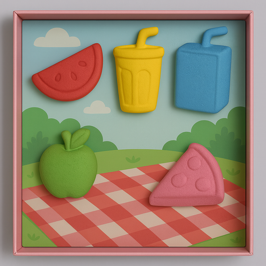Picnic Fun Crayon Set for Kids – Washable, Non-Toxic Chunky Crayons in Fun Picnic & Food Shapes, Creative & Educational Coloring Gift