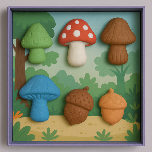 Mushrooms & Forest Crayon Set for Kids – Washable, Non-Toxic Chunky Crayons in Fun Mushroom & Forest Shapes, Creative & Educational Coloring Gift