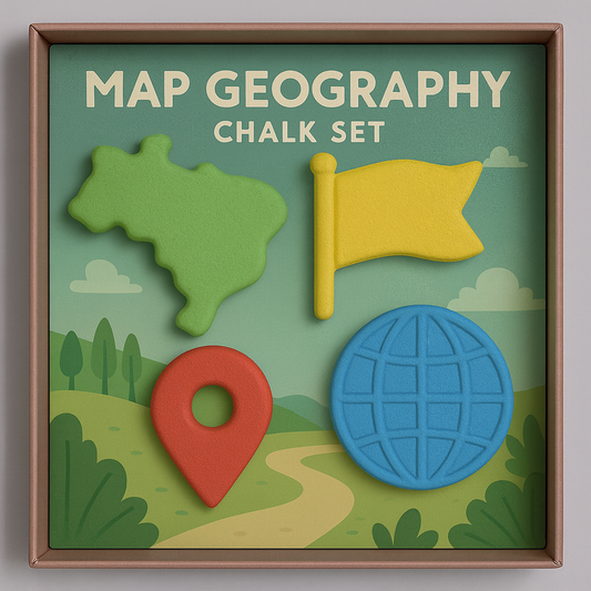 Maps & Geography Crayon Set for Kids – Washable, Non-Toxic Chunky Crayons in Fun Map & Geography Shapes, Educational & Creative Coloring Gift