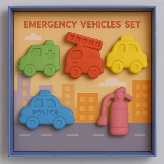 Emergency Rescue Vehicles Crayon Set for Kids – Washable, Non-Toxic Chunky Crayons with Fun Rescue Vehicle Shapes, Creative & Educational Coloring Gift